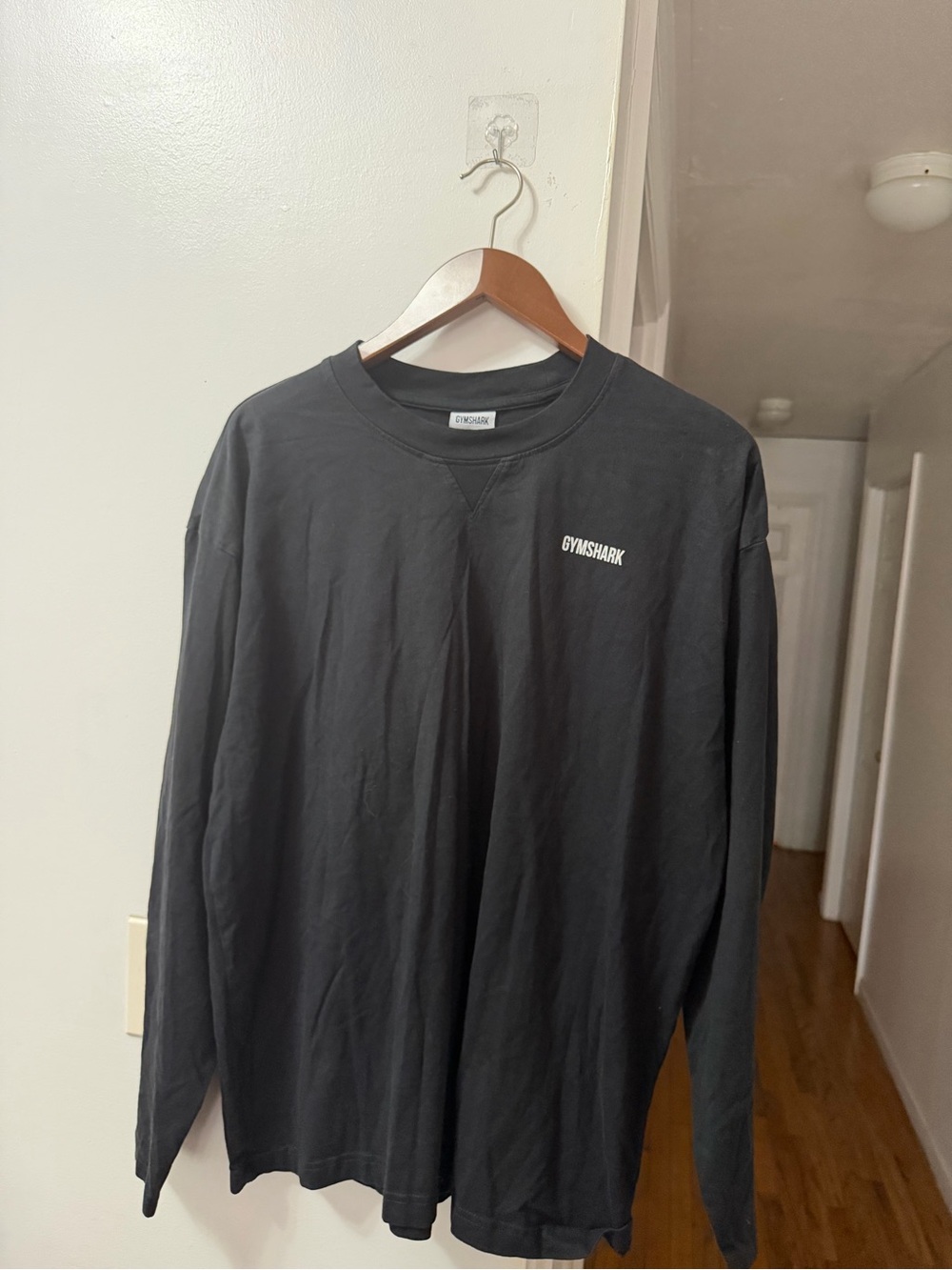 Gymshark Black Long-Sleeve Crew with Small Logo
